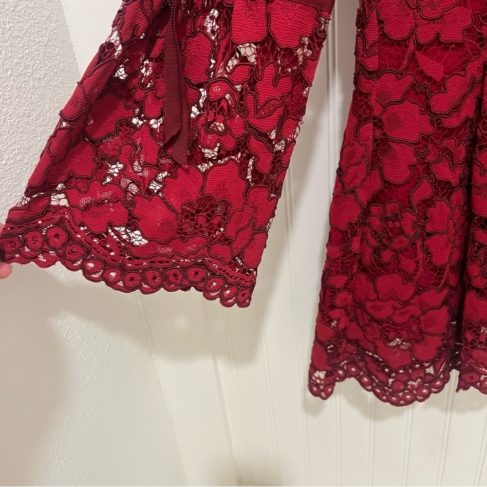 Lela Rose Red Lace Mini Dress - Picture 2 of 11